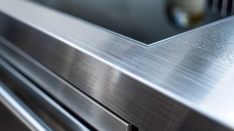 Macro photo mettant en évidence les arêtes et les lignes subtiles de l'ai en acier inoxydable brossé généré
