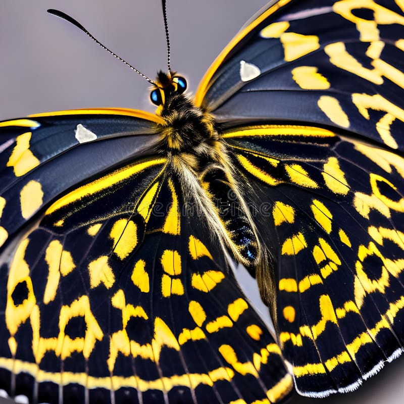 A macro photograph capturing the intricate details of a delicate butterfly wing5, Generative AI stock illustration