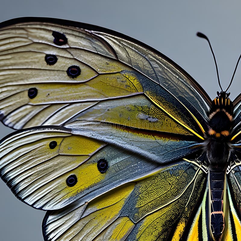A macro photograph capturing the intricate details of a delicate butterfly wing2, Generative AI stock illustration
