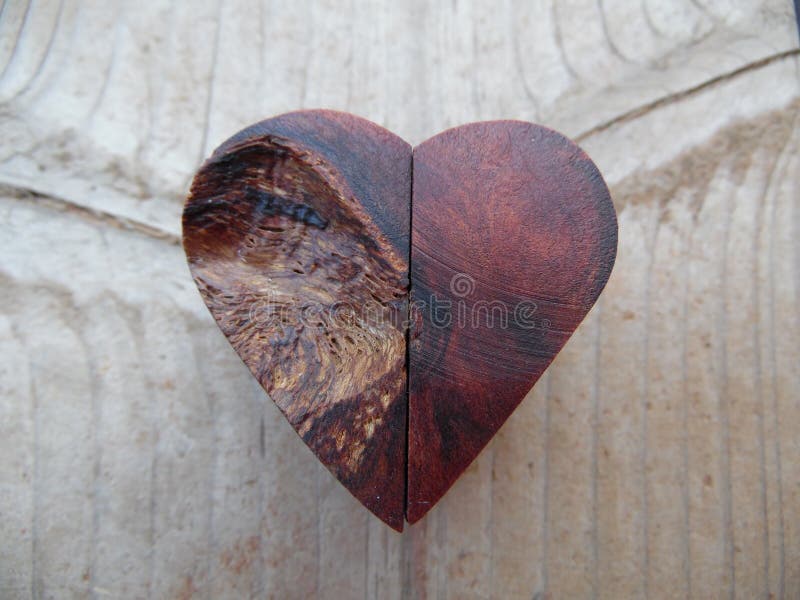 Macro Photograph of Handcrafted Little Wooden Heart royalty free stock images
