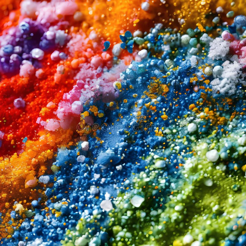A macro photograph of vibrant watercolor paints blending and mixing, creating a captivating display of color and texture1, Gener stock illustration