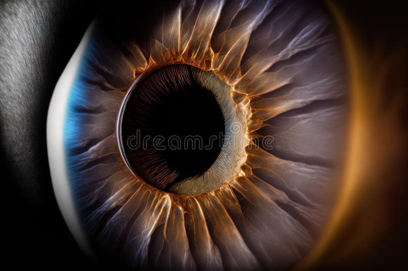 Macro Photography, Close Up of the Iris of the Eye, on a Dark Background Stock Illustration