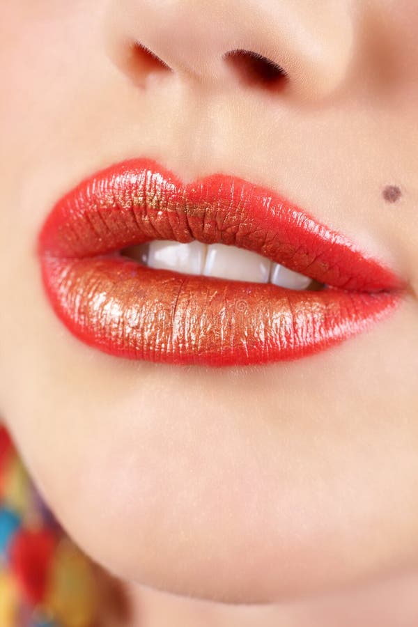 Macro shot of beautiful full lips