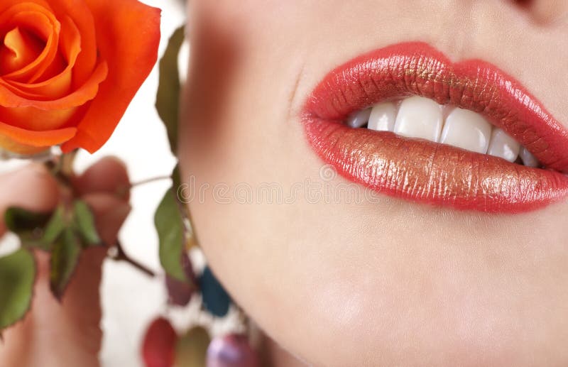 Macro shot of beautiful full lips