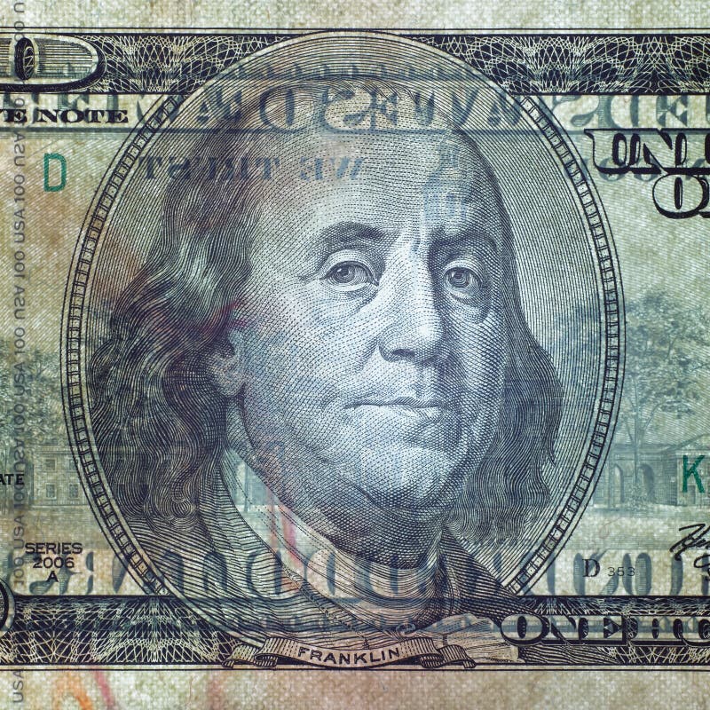 Macro Shot of a 100 Dollar. Transparent Bill Stock Photo - Image of ...