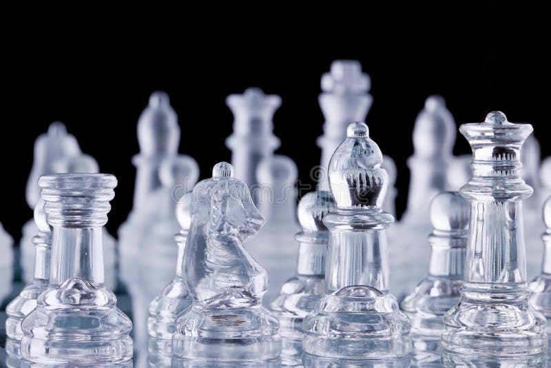 Macro shot of glass chess set