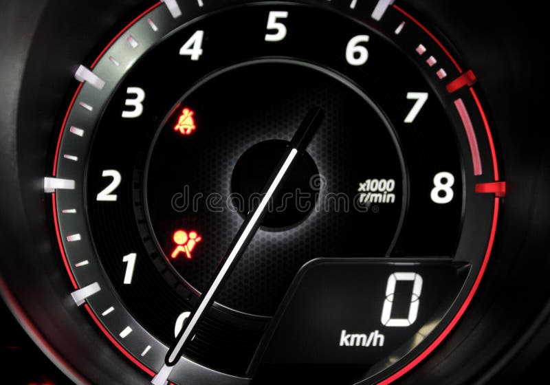 Macro shot glowing tachometer with white dial and needle stock photo royalty free stock image Macro shot glowing tachometer with white dial and needle stock photo royalty free stock image