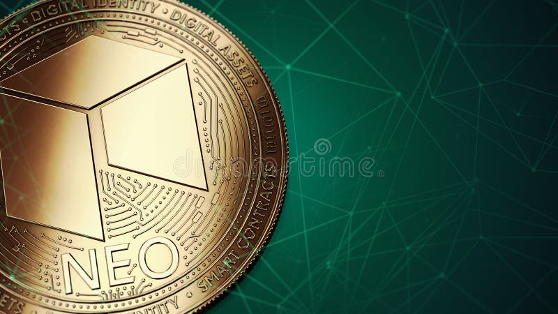 Macro shot of golden NEO and copy space on the right royalty free illustration