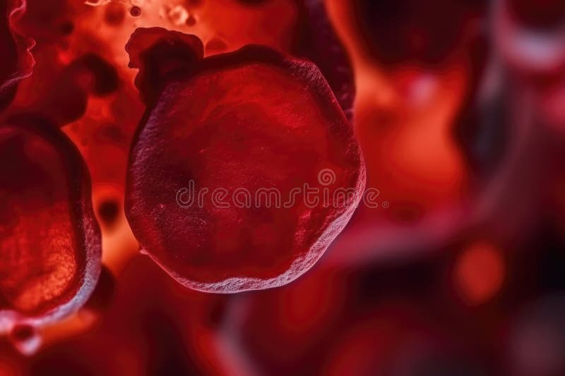Macro Shot of Red Blood Cells in Artery. Generative AI Stock