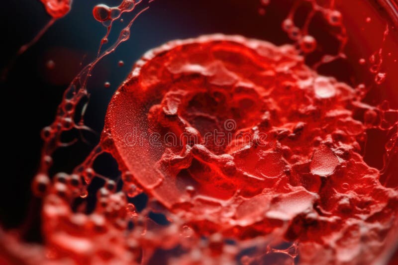Macro Shot of Red Blood Cells in Artery. Generative AI Stock Photo
