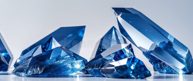 Macro Shot of Stunning Blue Crystals with Sharp Edges and Reflective Surfaces royalty free stock photos