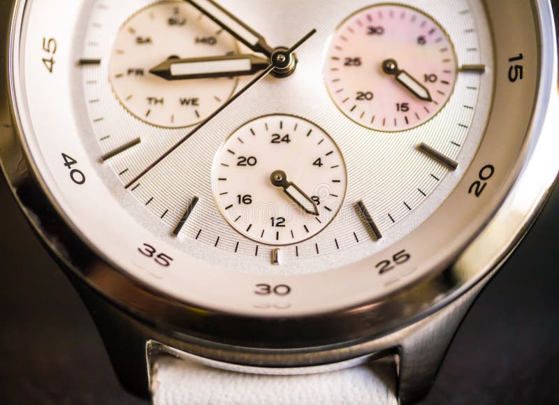Macro shot of wrist watch stock photo. Image of hour 50111694