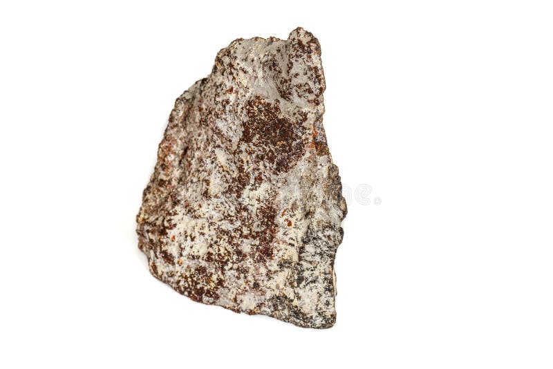 Macro stone mineral iron in rock on white background stock photo