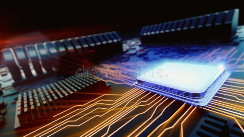 Macro view central processor unit stock photography