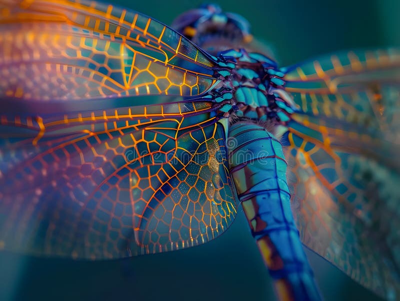 Macrofotografie cu aripi de dragonfly detaliată pentru închiderea unei aripi de dragonflys royalty free illustration