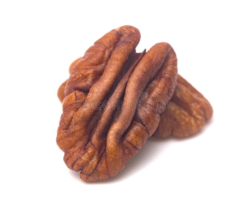 Macromening van de Pecannoothelften royalty-vrije stock afbeelding Macromening van de Pecannoothelften royalty-vrije stock afbeelding