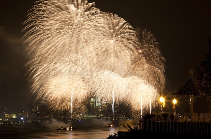 The Macy's July 4th firework over Hudson River in New York City, 2012