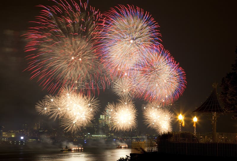 The Macy's July 4th firework over Hudson River in New York City, 2012