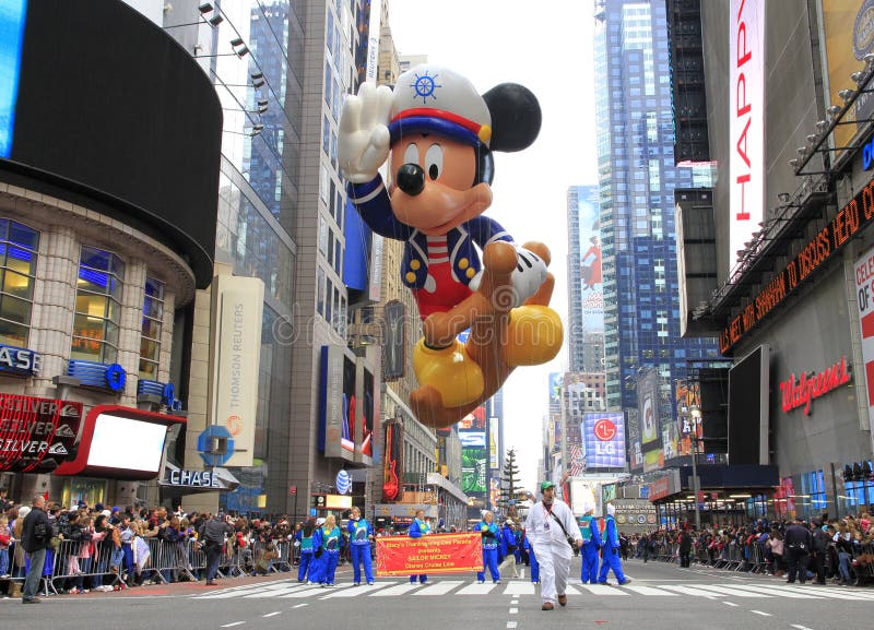 This was shot in New York City on Nov. 26. Thousands of people took part in the 83rd Macy's Thanksgiving Day parade which is featured with colossal balloons and beautiful floats. The Sailor Mickey balloon is passing through the Times Square. This was shot in New York City on Nov. 26. Thousands of people took part in the 83rd Macy's Thanksgiving Day parade which is featured with colossal balloons and beautiful floats. The Sailor Mickey balloon is passing through the Times Square.