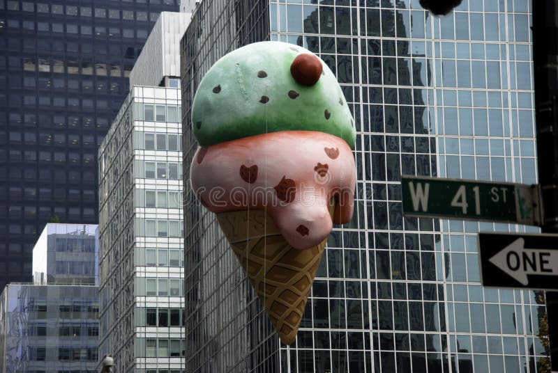 Christmas parade New York ice cream over 6th avenue. Christmas parade New York ice cream over 6th avenue