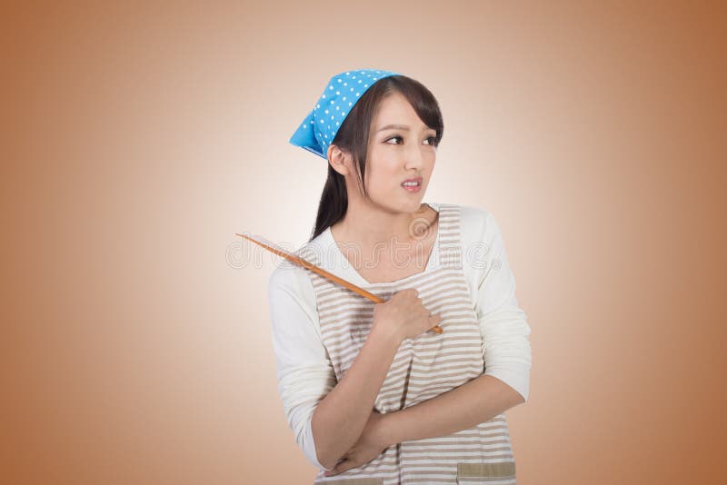 Mad Asian housewife stock image