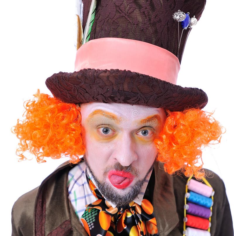 Mad Hatter`s Different Facial Emotions. Close-up Portrait of Smi Stock ...