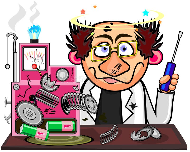 Mad inventor stock illustration.