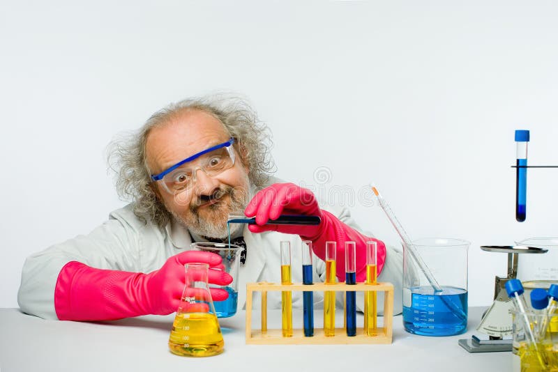 Mad Mixing Chemicals in a Lab Stock Image - Image funny, reaction: