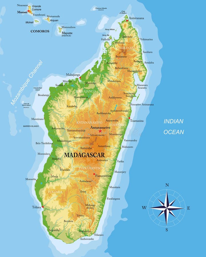 Madagascar Highly Detailed Physical Map Stock Illustration ...