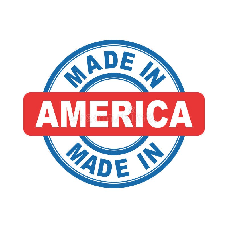 Made in USA, America Stamp. World Map with Red Country. Vector E Stock
