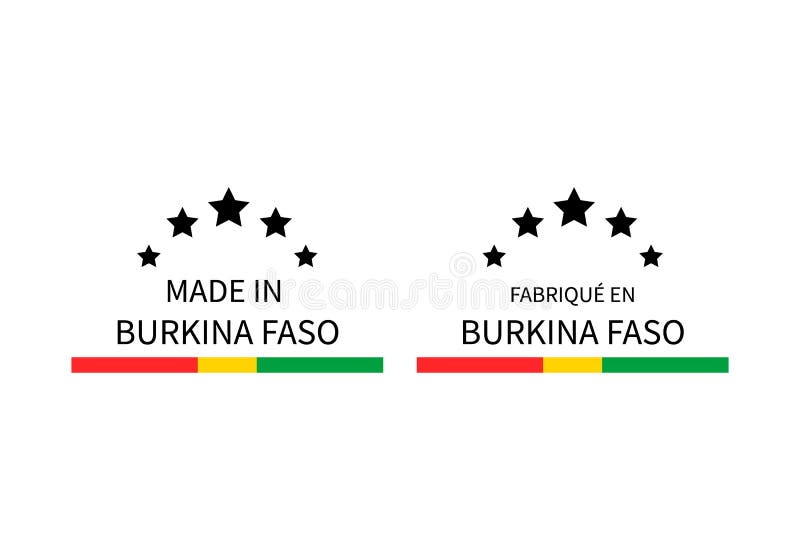 Made in Burkina Faso Labels in English and in French Languages
