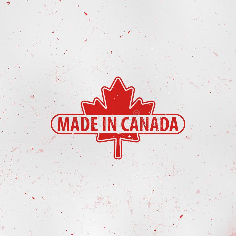Made in Canada Emblem. Maple Leaf Red Stamp. National Flag. Vector