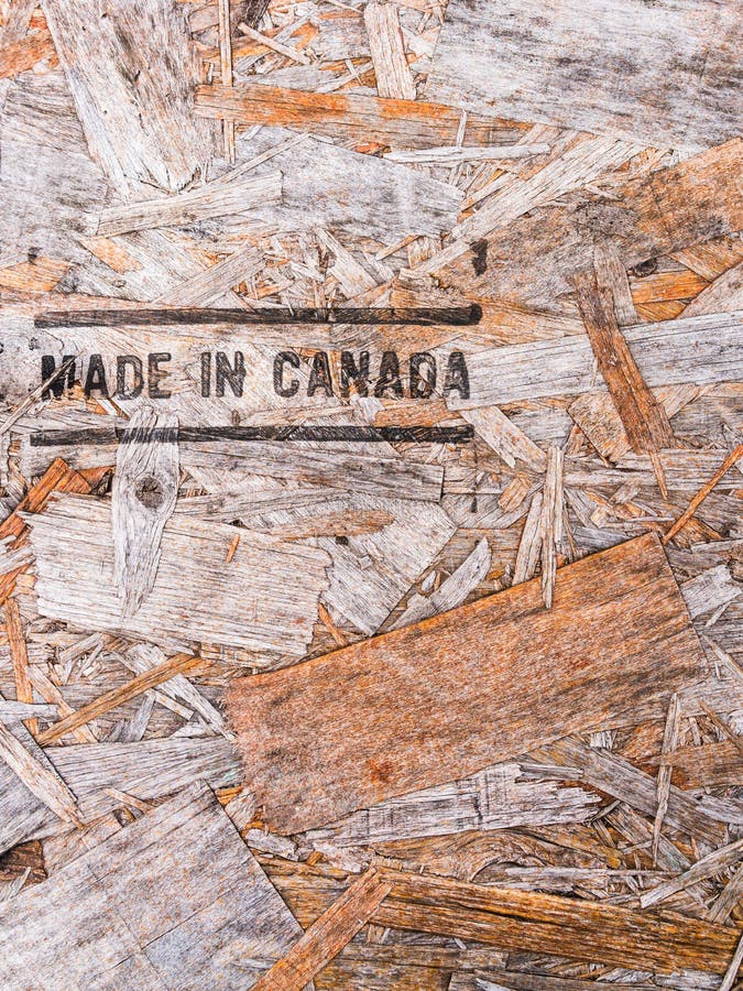 Made in Canada Text on Recycled Wood Board Stock Image Image of