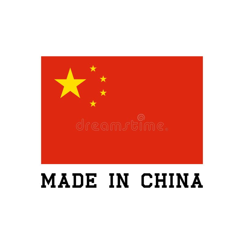 Made in China Icon with Chinese Flag Stock Vector Illustration of