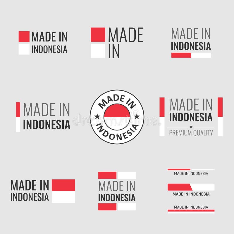 Made in Indonesia Icon Set, Product Labels of the Republic of Indonesia