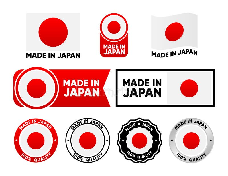 Made in Japan Label Collection. Set of Flat Isolated Stamp Made in ...