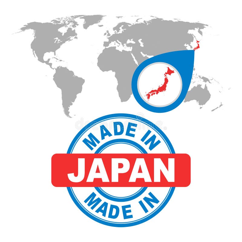 Made in Japan stamp. World map with red country. royalty free illustration Made in Japan stamp. World map with red country. royalty free illustration