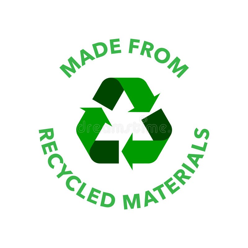 Made with 100 Recycled Materials Vector Icon Logo Badge Stock Vector