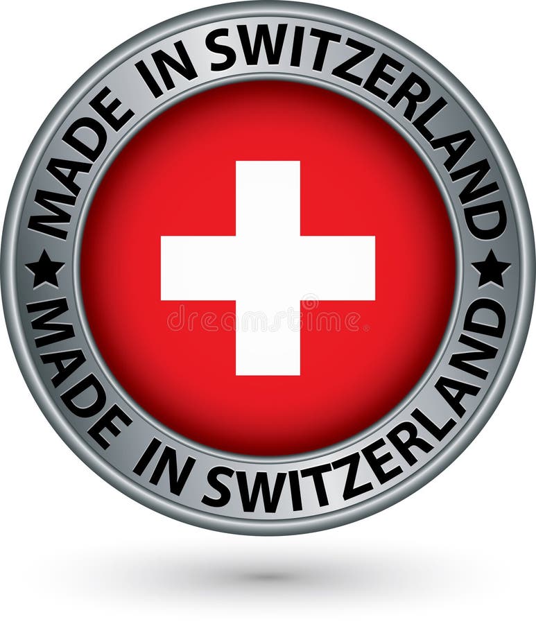 Made In Switzerland Label Set With Flag, Swiss Made, Vector Stock