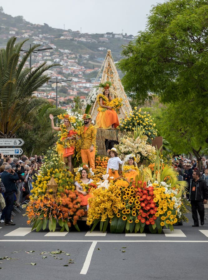 Madeira Flower Festival Parade In Funchal On The Island Of Madeira