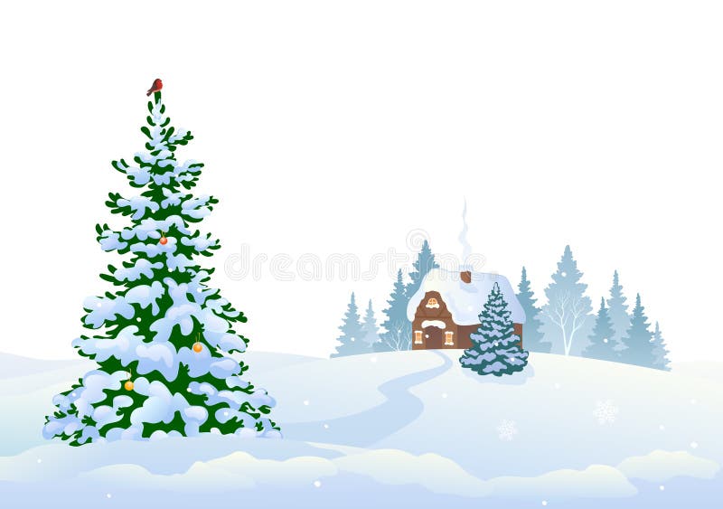 Madeiras do inverno e fundo da casa ilustração royalty free Madeiras do inverno e fundo da casa ilustração royalty free