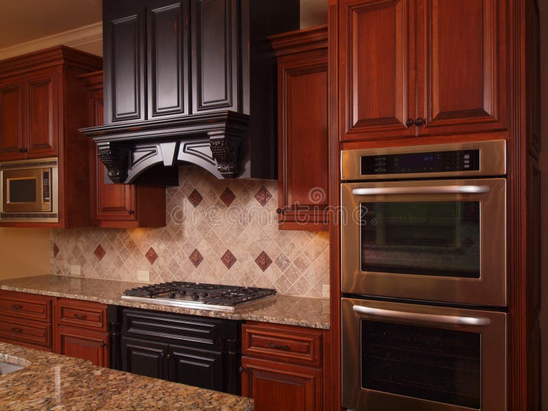 Luxury Home kitchen two tone wood cabinets. Luxury Home kitchen two tone wood cabinets