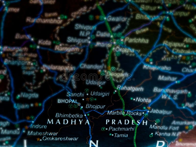Madhya Pradesh State Of India Name Presented On Geographical Location Map Stock Photo Image Of Background Delhi 166000078 Jhansi is located at a distance of 110 kilometres from chanderi. dreamstime com