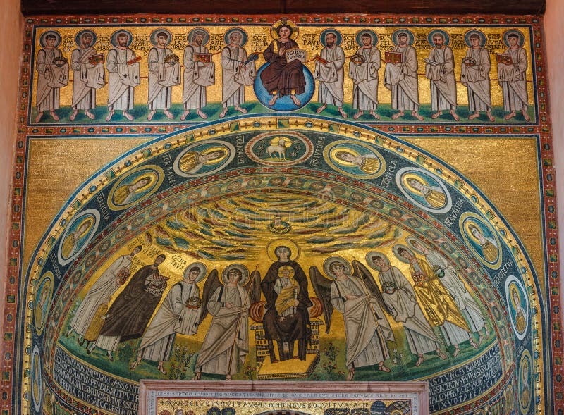 Madonna and Child. Religious mosaic on the walls of Euphrasian Basilica in Porec, UNESCO world heritage site, Croatia