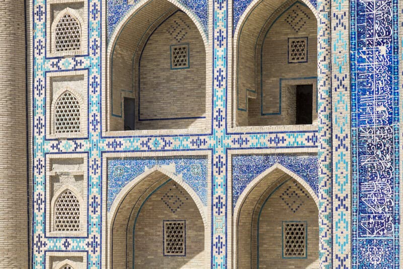 Madrasa facade in Bukhara, Uzbekistan.Traditional architecture. stock photos Madrasa facade in Bukhara, Uzbekistan.Traditional architecture. stock photos