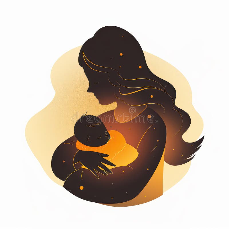 Madre abraza a recién nacido. amor generacional : aspecto generacional del amor y el cuidado que muestra la transmisión del afecto libre illustration