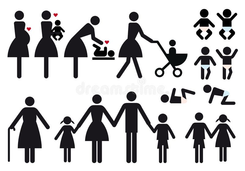Madre e bambini, insieme dell'icona di vettore royalty illustrazione gratis Madre e bambini, insieme dell'icona di vettore royalty illustrazione gratis