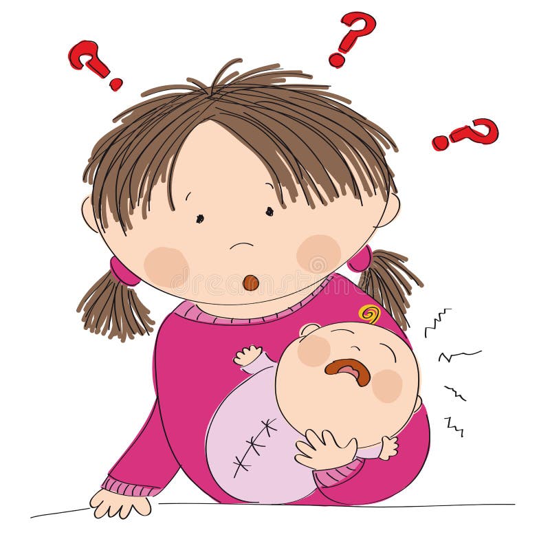Madre joven desconcertada que celebra a su bebé gritador Qué a hacer? libre illustration Madre joven desconcertada que celebra a su bebé gritador Qué a hacer? libre illustration