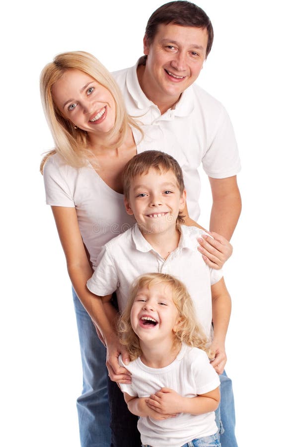 Madre Padre Figlio E Figlia Fotografia Stock Immagine Di Famiglia Bianco