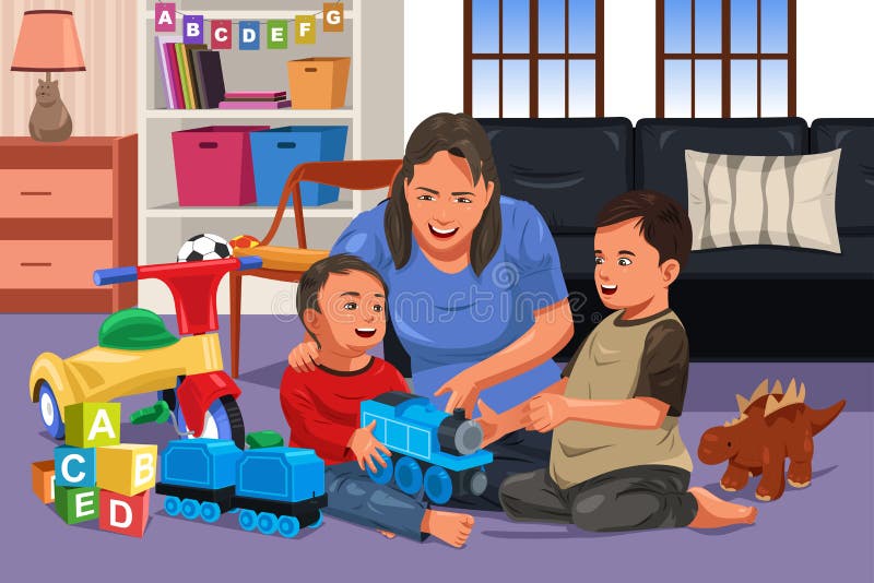 Madre que juega con sus niños libre illustration Madre que juega con sus niños libre illustration